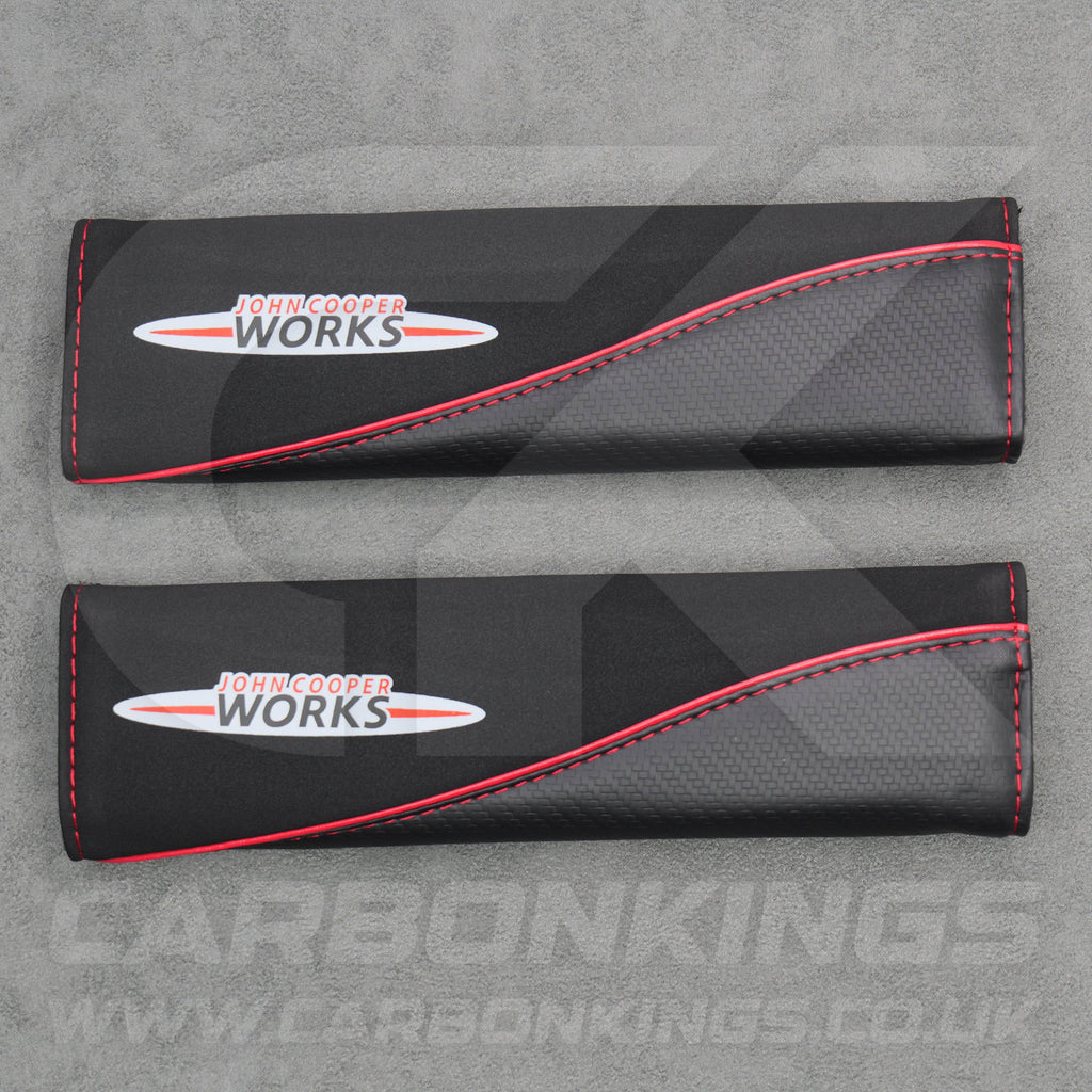 John Cooper Works Suede / Carbon Fibre Seatbelt Shoulder Protectors Mini Cooper