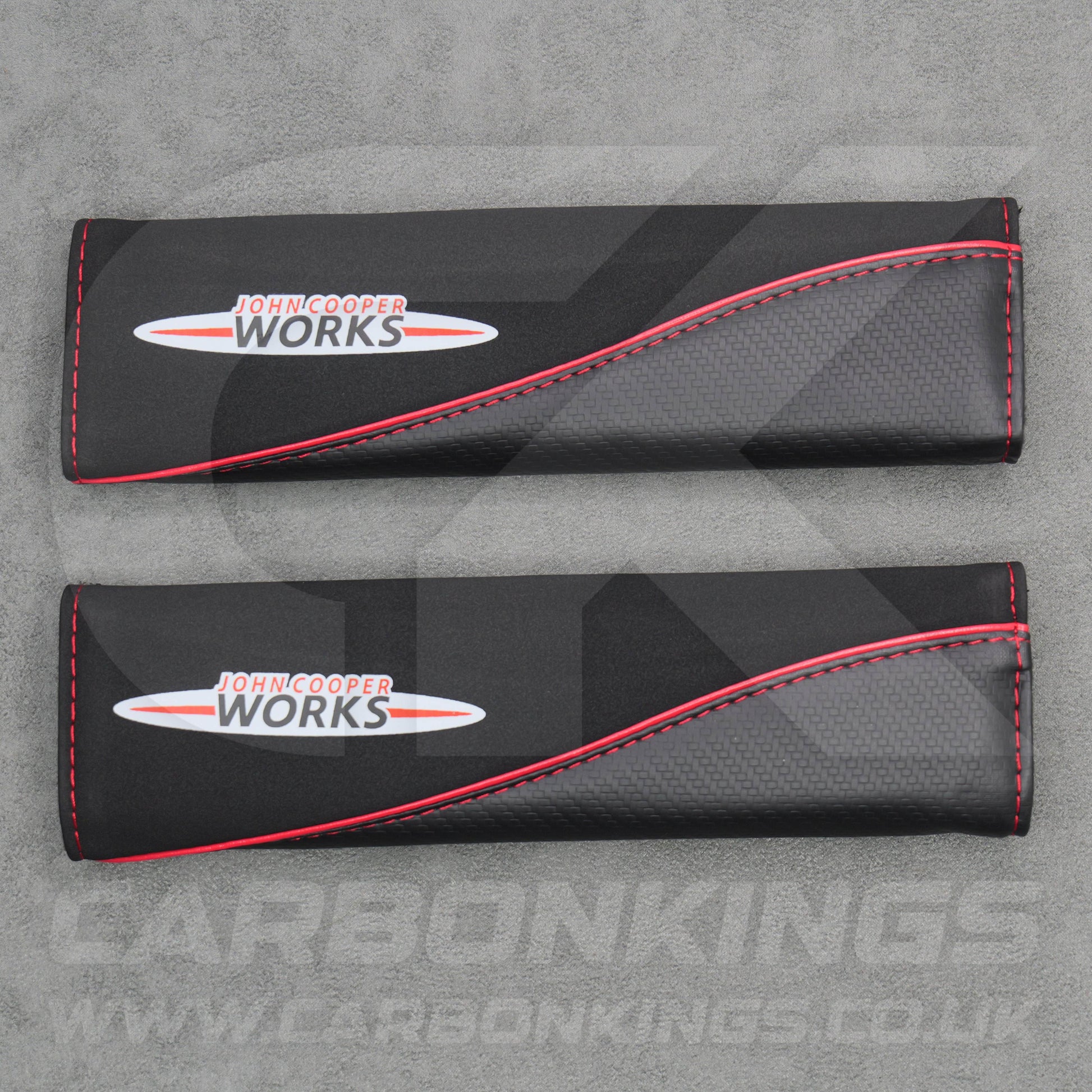 John Cooper Works Suede / Carbon Fibre Seatbelt Shoulder Protectors Mini Cooper