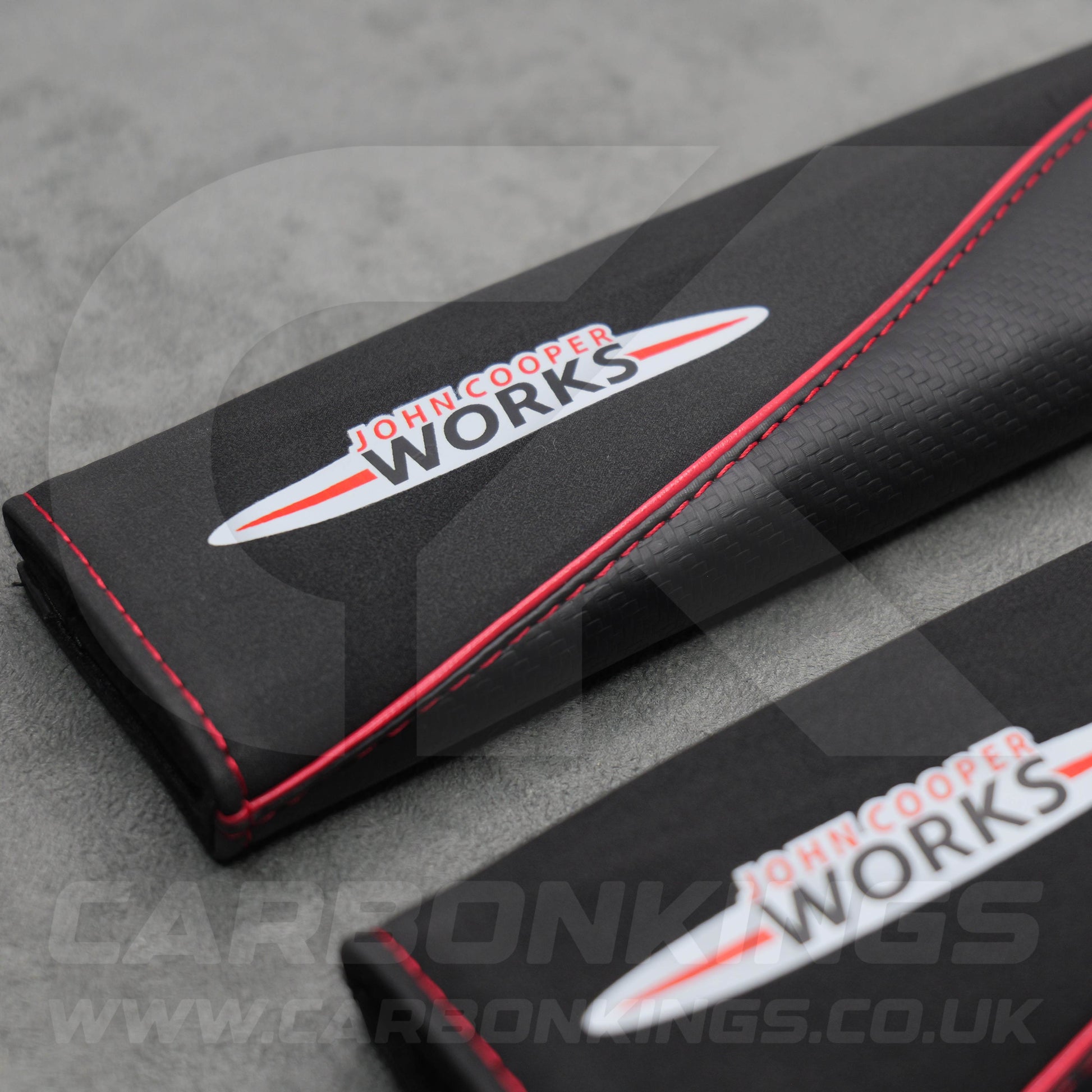 John Cooper Works Suede / Carbon Fibre Seatbelt Shoulder Protectors Mini Cooper