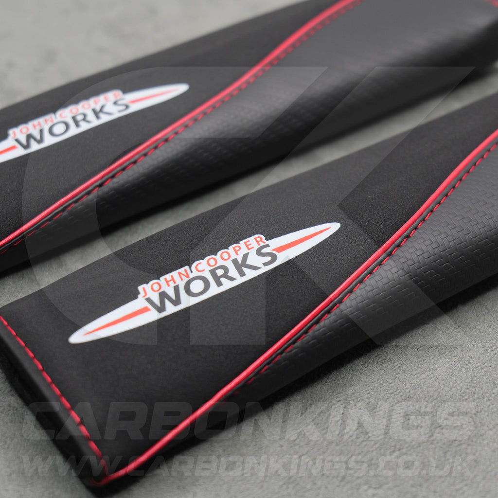 John Cooper Works Suede / Carbon Fibre Seatbelt Shoulder Protectors Mini Cooper