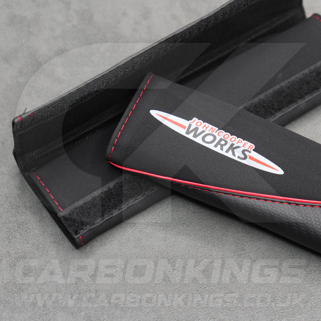 John Cooper Works Suede / Carbon Fibre Seatbelt Shoulder Protectors Mini Cooper