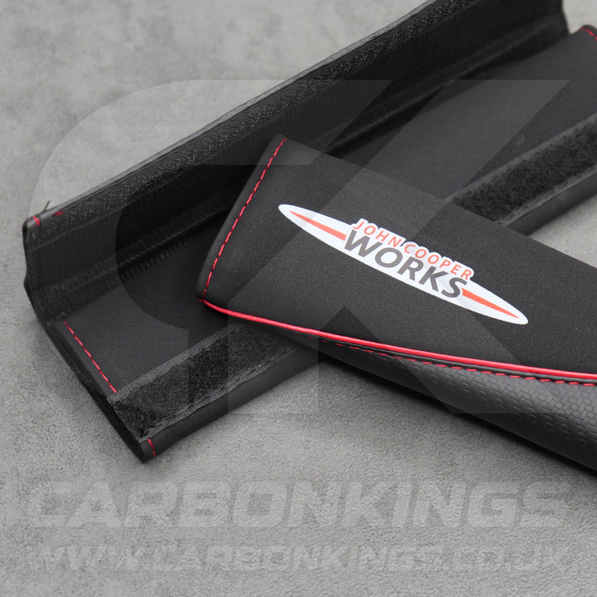 John Cooper Works Suede / Carbon Fibre Seatbelt Shoulder Protectors Mini Cooper