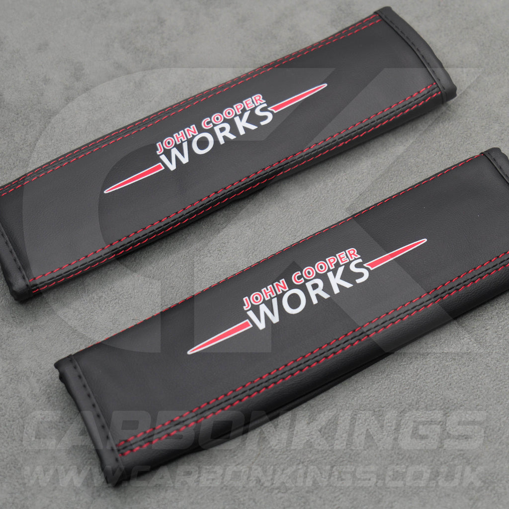John Cooper Works JCW Leather Seatbelt Shoulder Covers Pad Protectors Mini Cooper