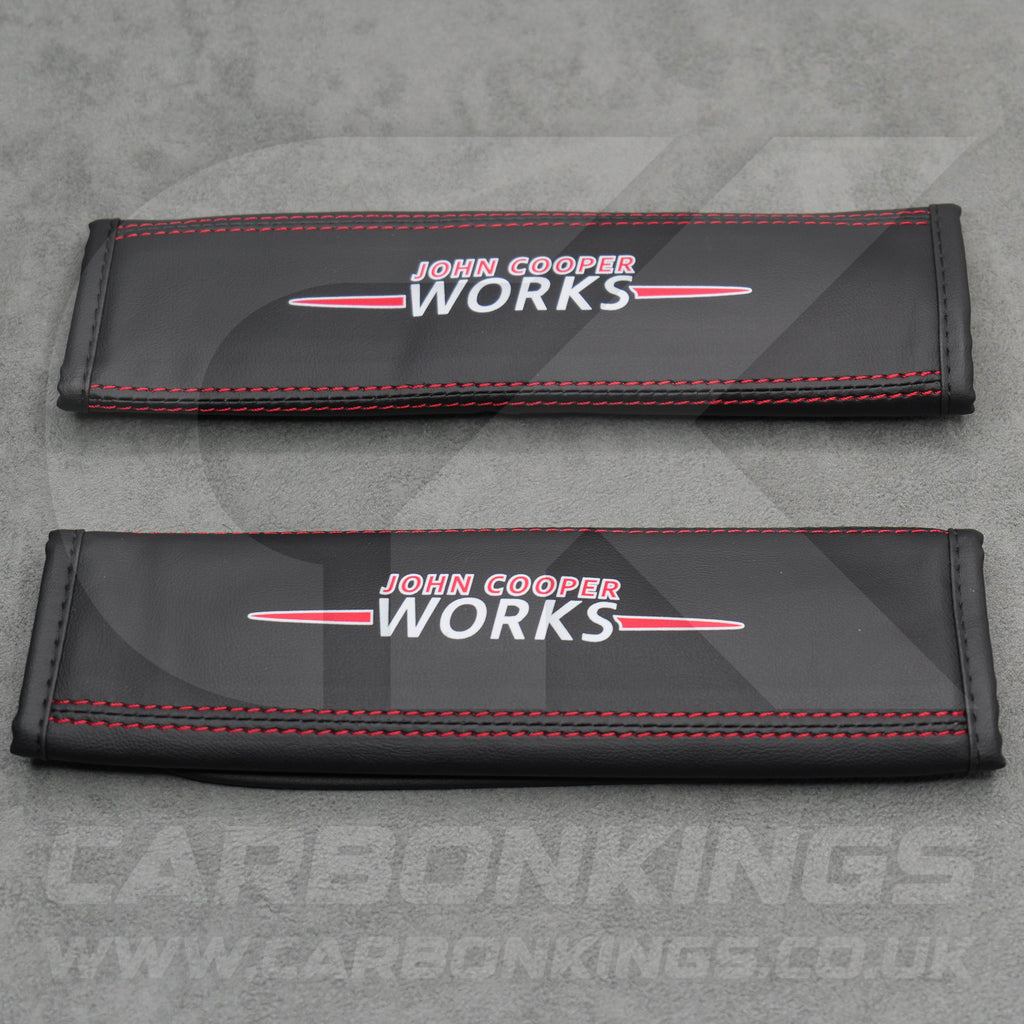 John Cooper Works JCW Leather Seatbelt Shoulder Covers Pad Protectors Mini Cooper