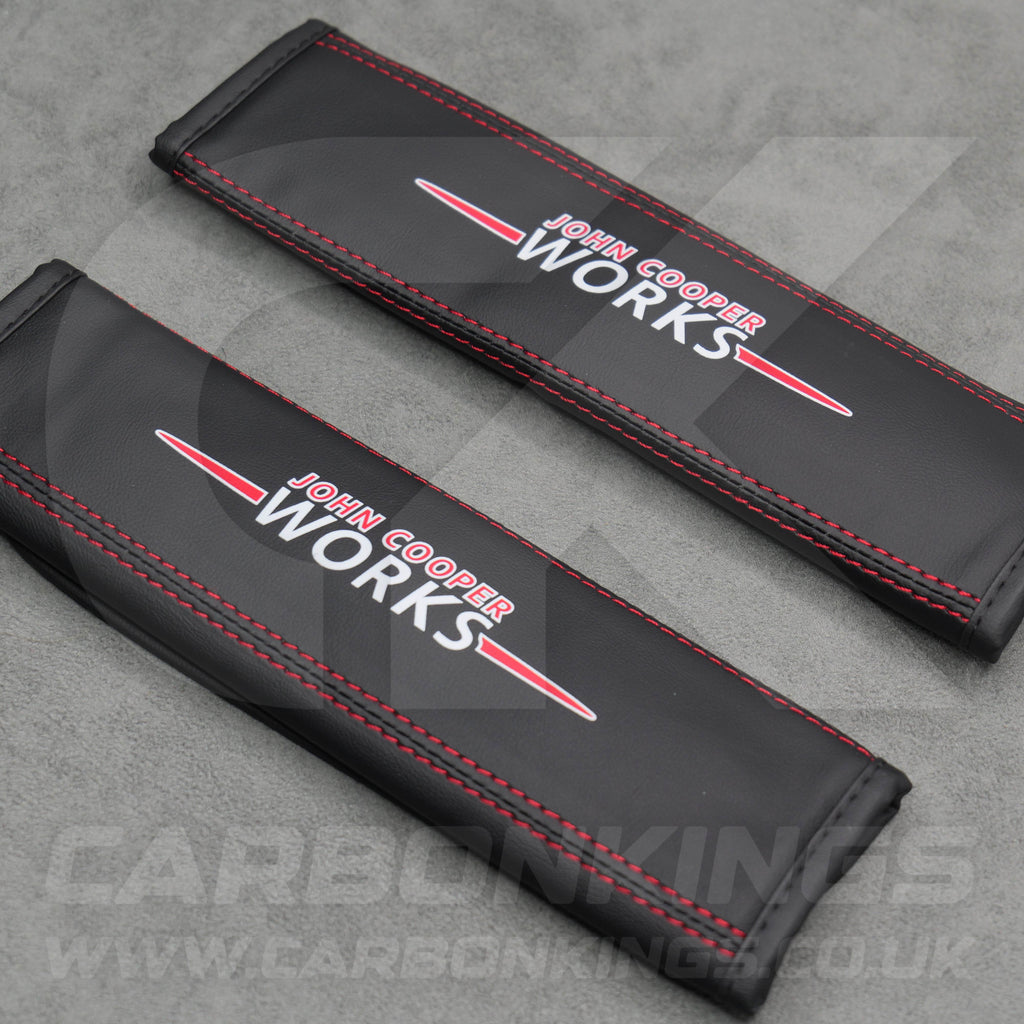 John Cooper Works JCW Leather Seatbelt Shoulder Covers Pad Protectors Mini Cooper