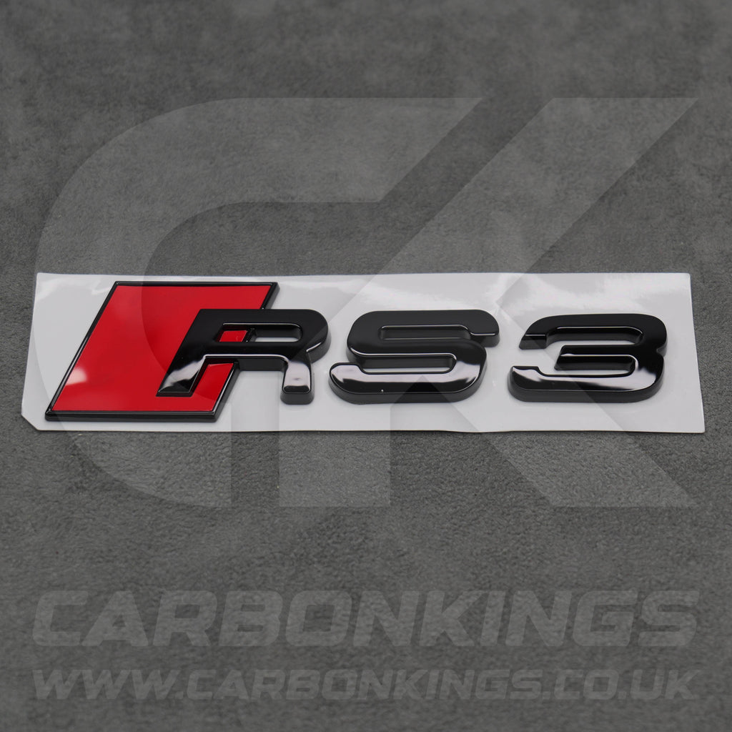 148 x 37mm Audi RS3 Gloss Black Boot Rear Badge Letters Logo Emblem 8L 8P 8V 8Y