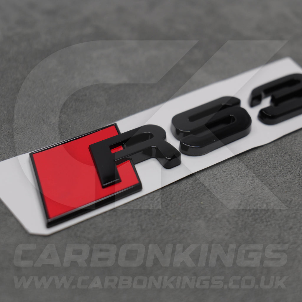 148 x 37mm Audi RS3 Gloss Black Boot Rear Badge Letters Logo Emblem 8L 8P 8V 8Y