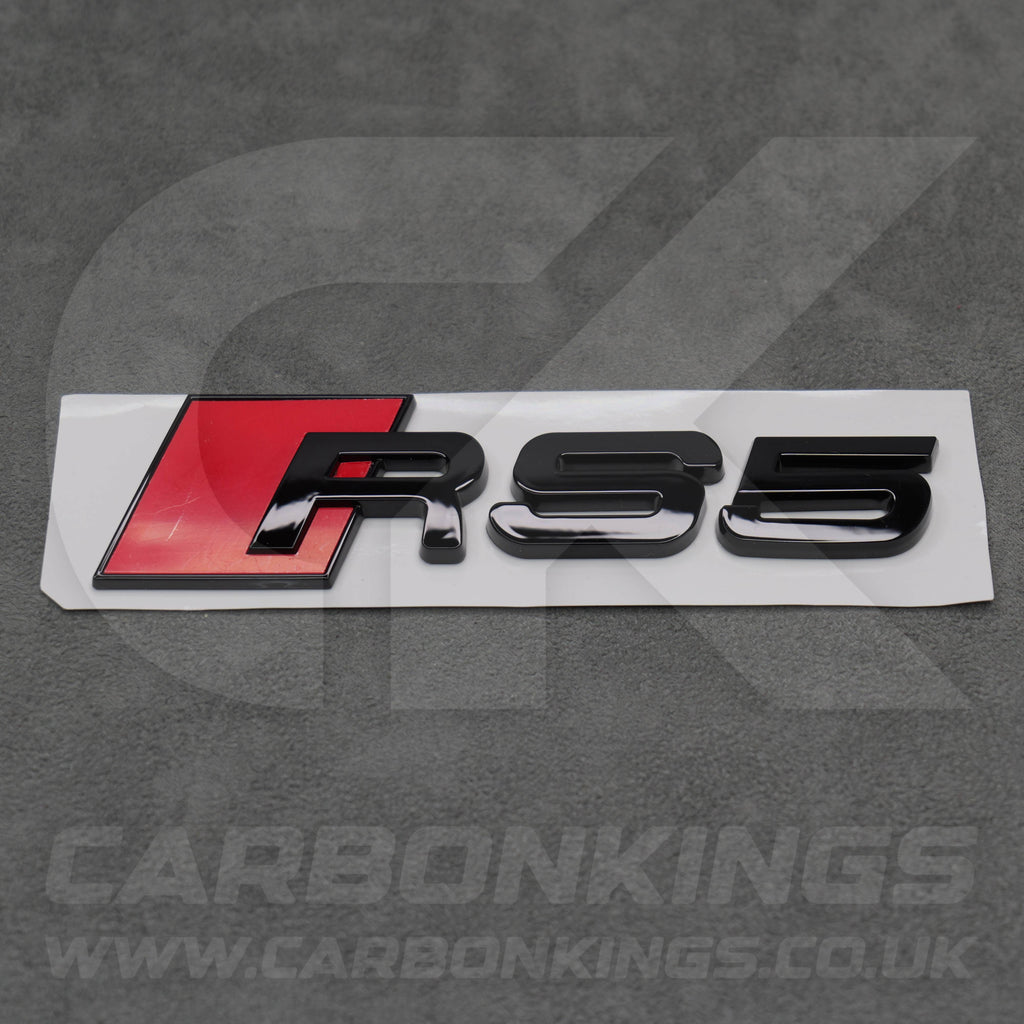 148 x 37mm Audi RS5 Gloss Black Boot Rear Badge Letters Logo Emblem B8 8T B9 B10