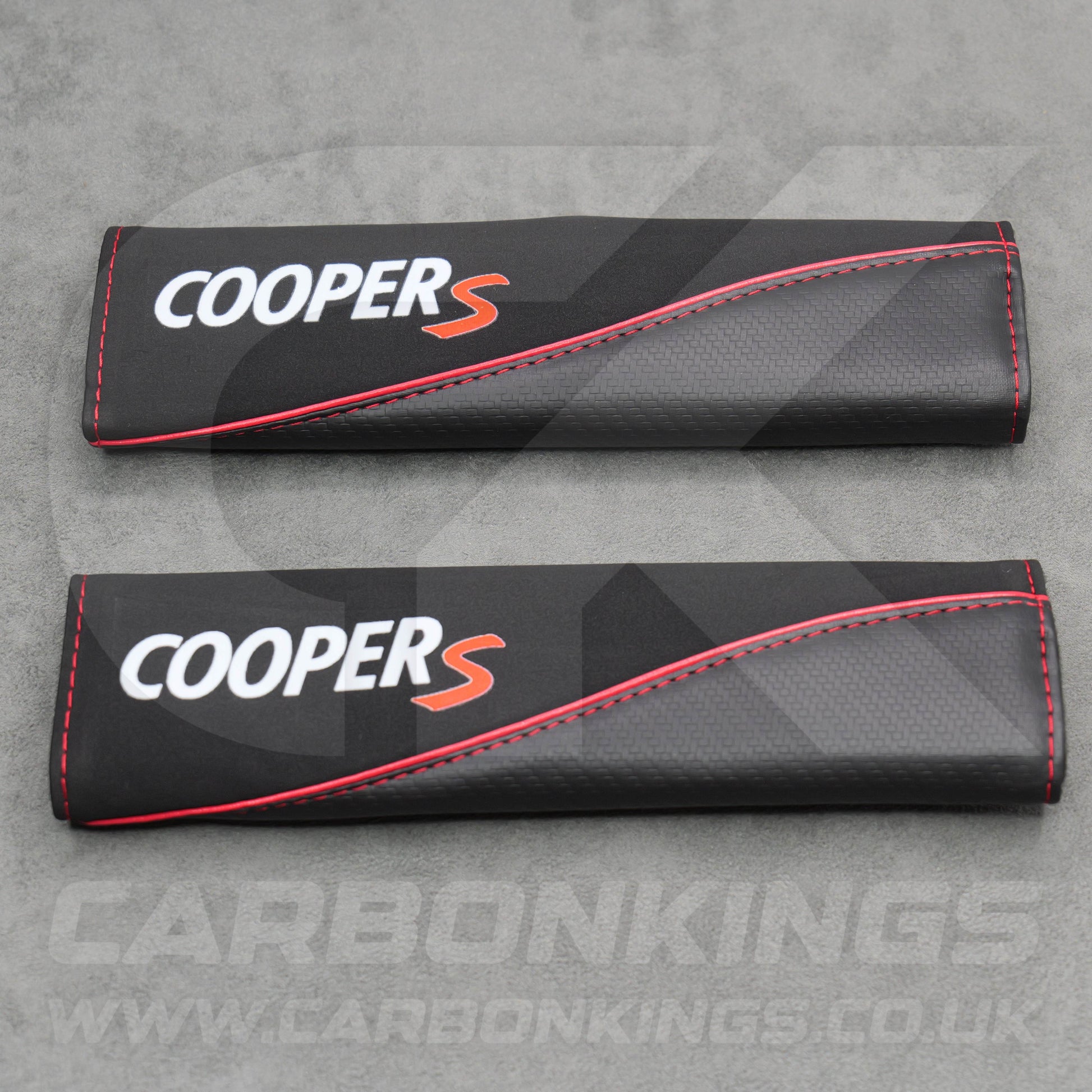 Mini Cooper S Carbon Fibre Leather / Suede Seatbelt Covers Pads Protectors