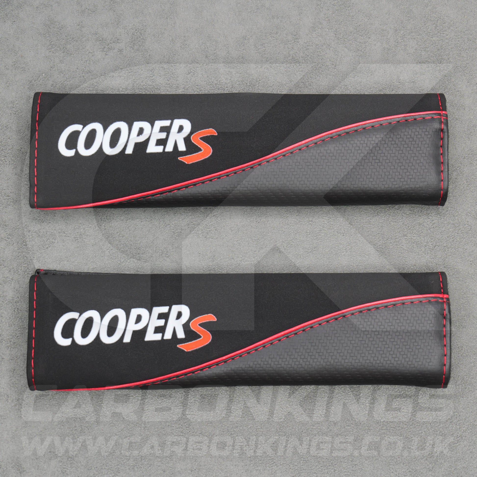 Mini Cooper S Carbon Fibre Leather / Suede Seatbelt Covers Pads Protectors