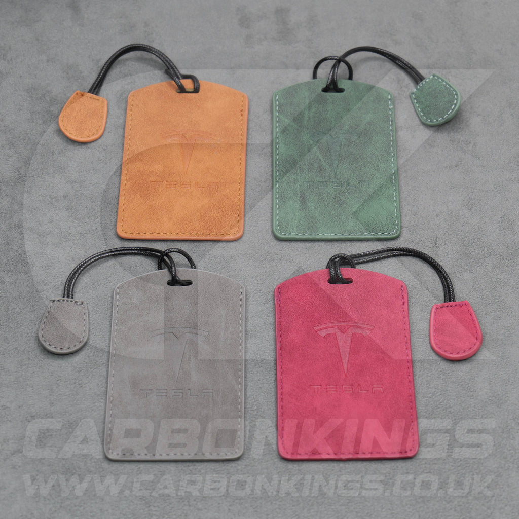 Tesla Leather Car Key Card Keycard Holder Protector in Orange / Green / Grey / Red