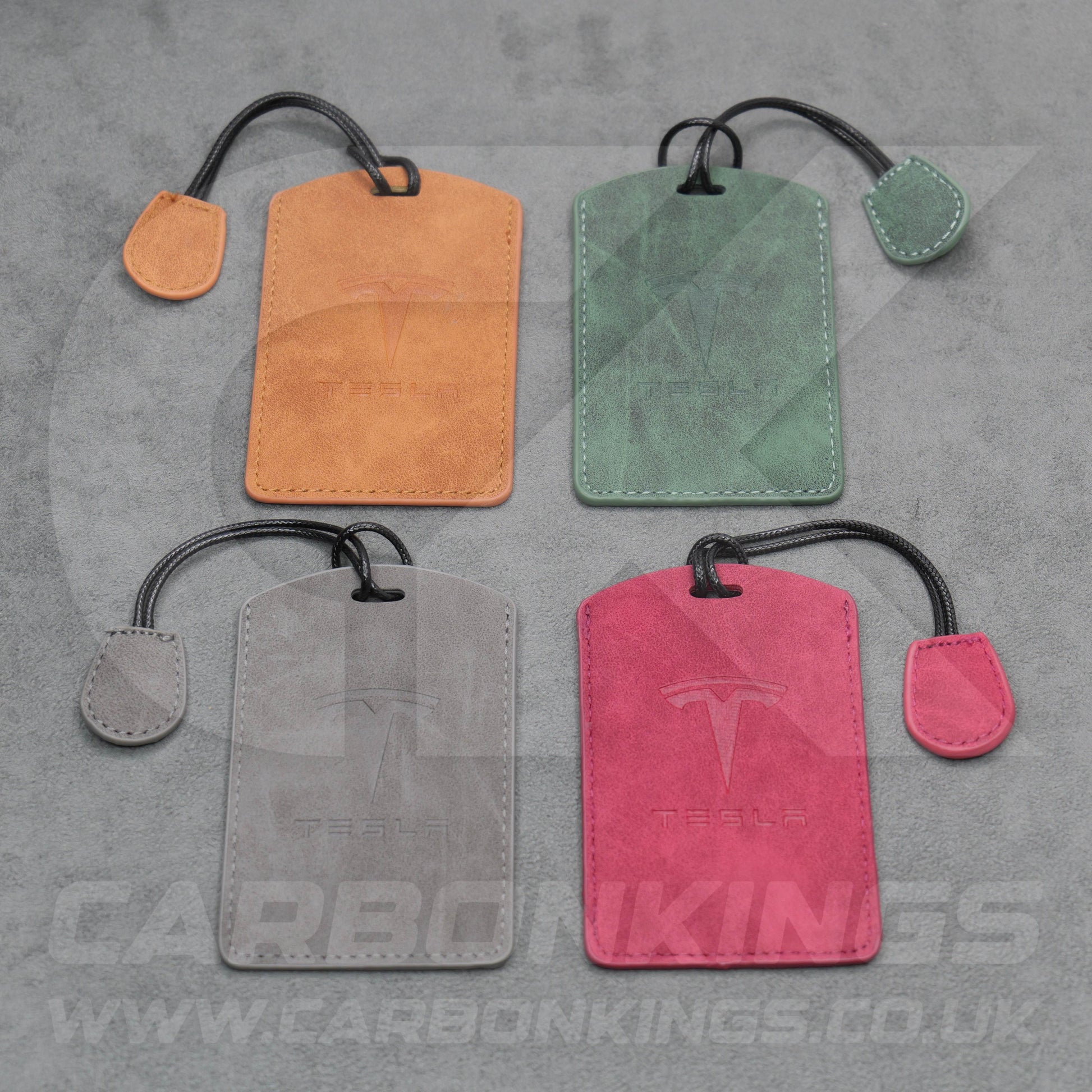 Tesla Leather Car Key Card Keycard Holder Protector in Orange / Green / Grey / Red
