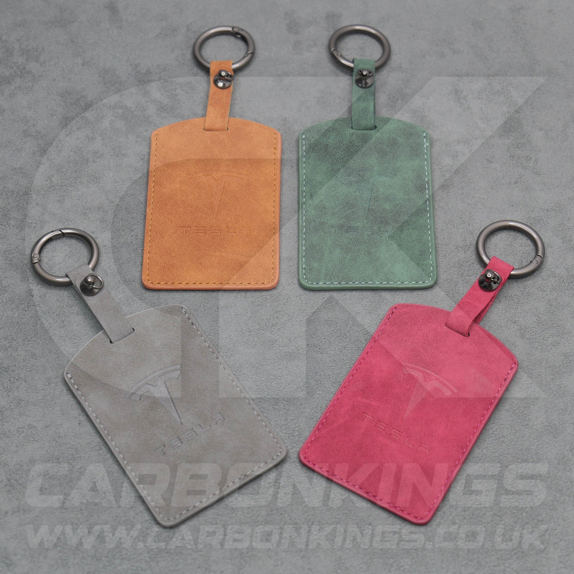 Tesla Leather Car Key Card Keycard Holder Protector in Grey / Orange / Green / Red