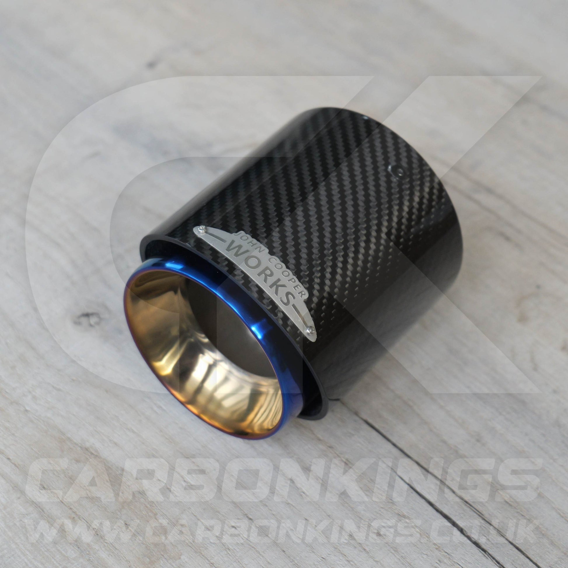 72mm Mini JCW Carbon Fibre / Burnt Blue Exhaust Tip R55 R56 R57 R58 R59 R60 R61 Cooper