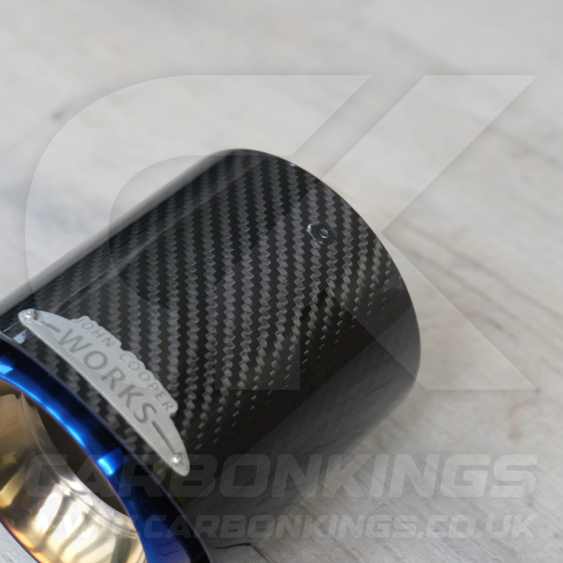 72mm Mini JCW Carbon Fibre / Burnt Blue Exhaust Tip R55 R56 R57 R58 R59 R60 R61 Cooper