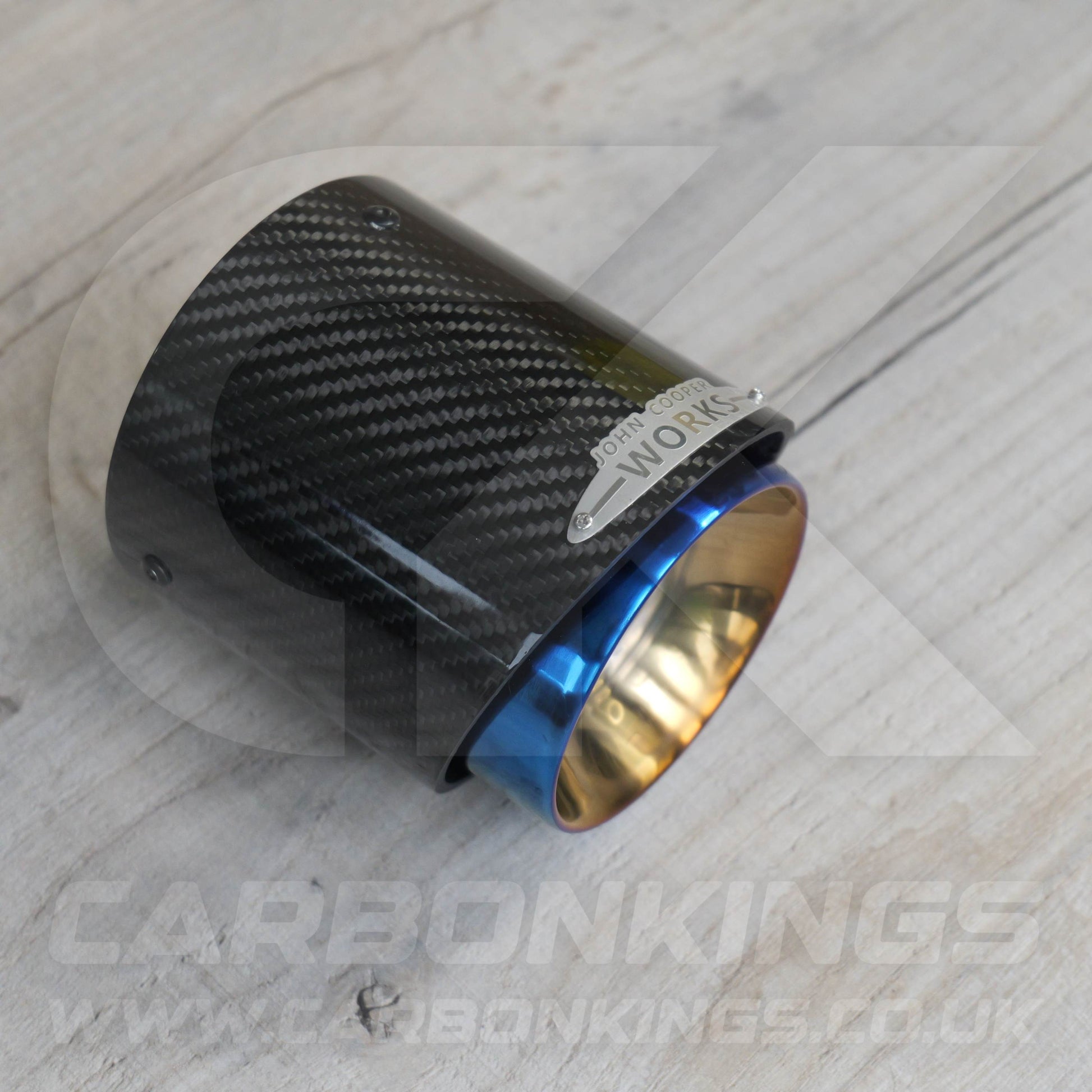 72mm Mini JCW Carbon Fibre / Burnt Blue Exhaust Tip R55 R56 R57 R58 R59 R60 R61 Cooper