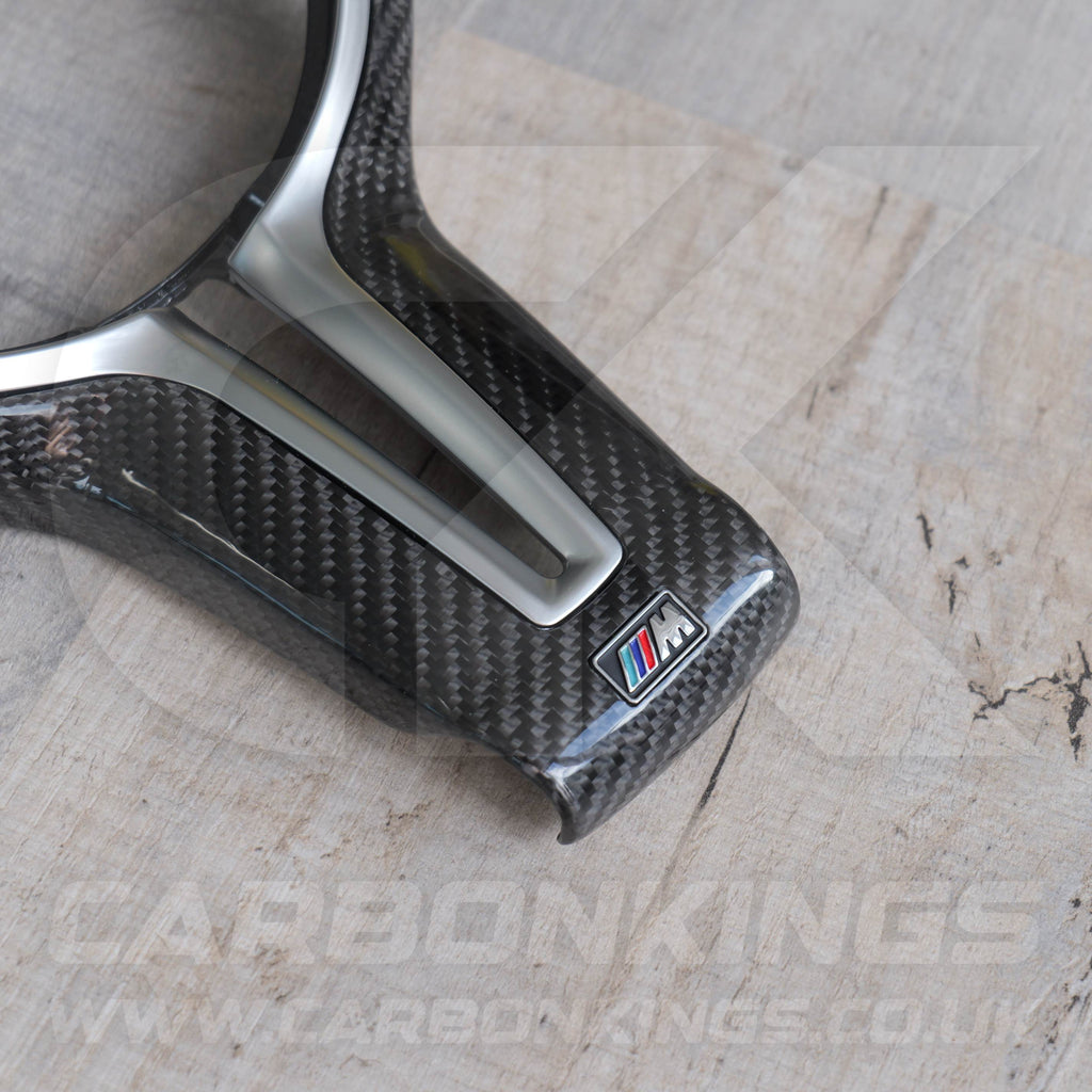 BMW M Sport Carbon Fibre / Silver Steering Wheel Trim M2 M3 M4 M5 M6 X5M X6M