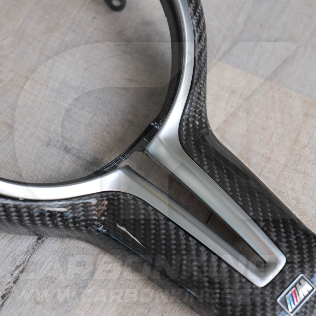 BMW M Sport Carbon Fibre / Silver Steering Wheel Trim M2 M3 M4 M5 M6 X5M X6M