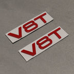 2x Gloss Red V8T Side Wing Badge Emblems for Audi SQ7 S6 S5 RS4 RS5 RS6 RS7 S8 - Exterior Styling | Carbon Kings