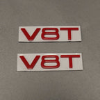 2x Gloss Red V8T Side Wing Badge Emblems for Audi SQ7 S6 S5 RS4 RS5 RS6 RS7 S8 - Exterior Styling | Carbon Kings