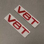 2x Gloss Red V8T Side Wing Badge Emblems for Audi SQ7 S6 S5 RS4 RS5 RS6 RS7 S8 - Exterior Styling | Carbon Kings