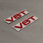 2x Gloss Red V8T Side Wing Badge Emblems for Audi SQ7 S6 S5 RS4 RS5 RS6 RS7 S8 - Exterior Styling | Carbon Kings