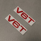 2x Gloss Red V6T Side Wing Badge Emblems for Audi A4 A5 A6 A7 S3 S4 S5 S6 Q5 Q7 - Exterior Styling | Carbon Kings