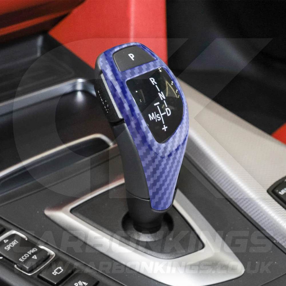 BMW Blue Carbon Fibre Style Gear Shift Knob Cover Trim F30 F20 F10 F15 F25 X5 X3