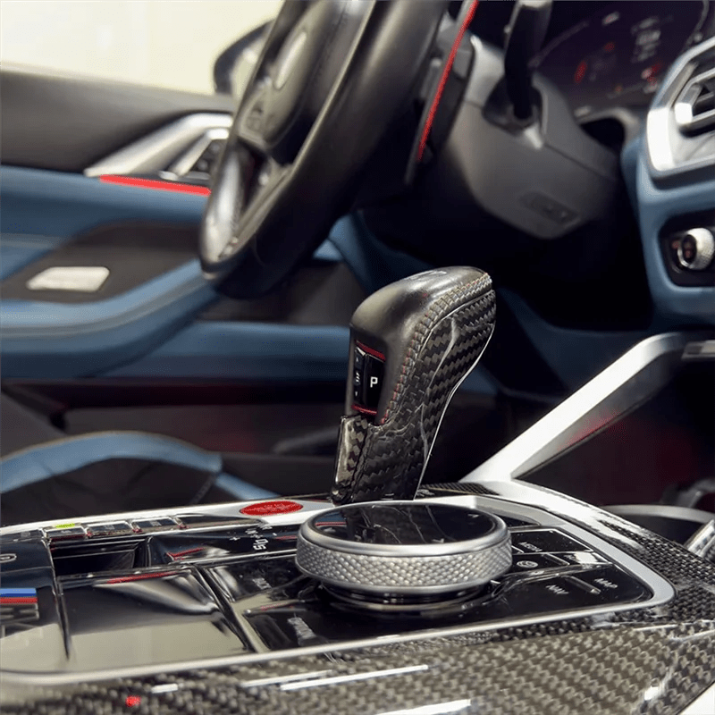 Carbon Fibre Gear Knob Cover Trim for BMW G80 M3 G82 M4 G87 M2 - Interior Styling | Carbon Kings