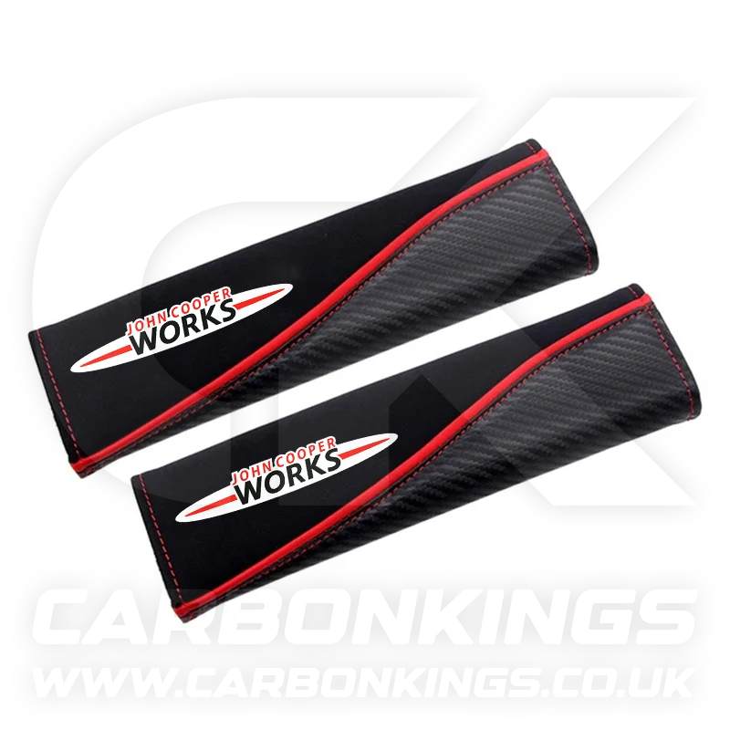 John Cooper Works Suede / Carbon Fibre Seatbelt Shoulder Protectors Mini Cooper