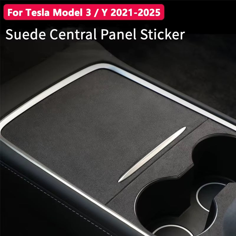 Alcantara Suede Centre Console Protector for Tesla Model 3 Y Juniper Highland - Interior Styling | Carbon Kings
