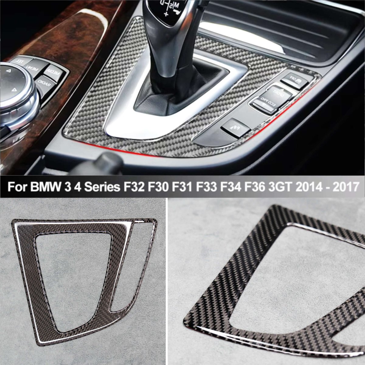Carbon Fibre Gear Knob Surround Trim for BMW 3 4 Series F30 F34 F32 F33 335i 435i - Interior Styling | Carbon Kings