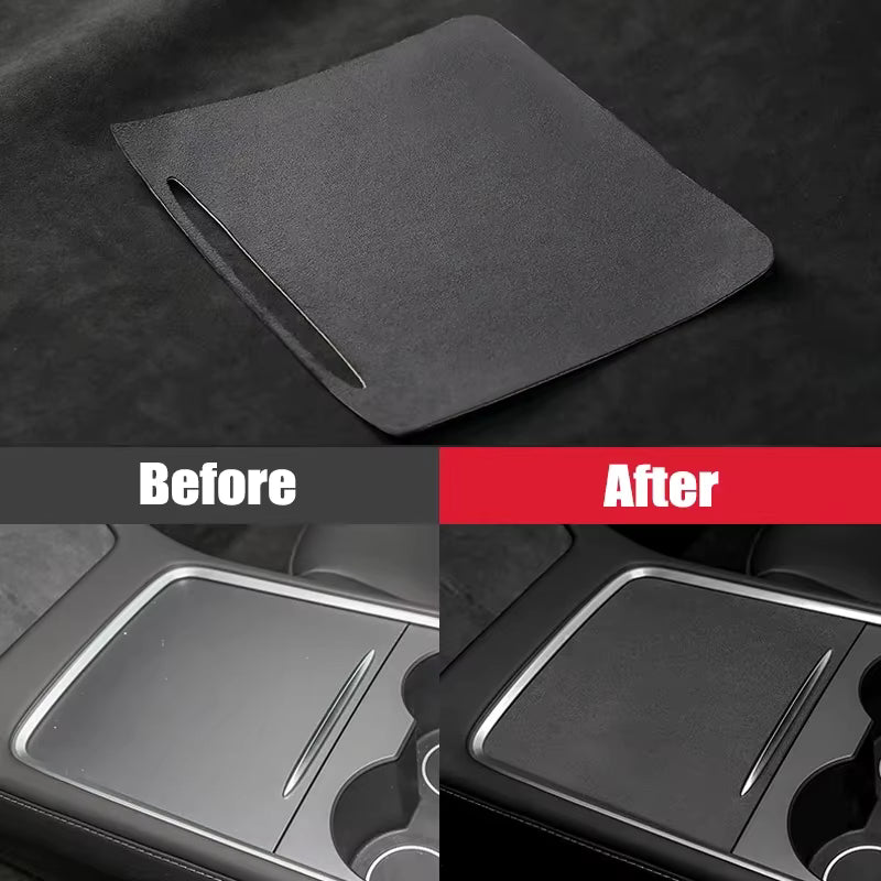 Alcantara Suede Centre Console Protector for Tesla Model 3 Y Juniper Highland - Interior Styling | Carbon Kings