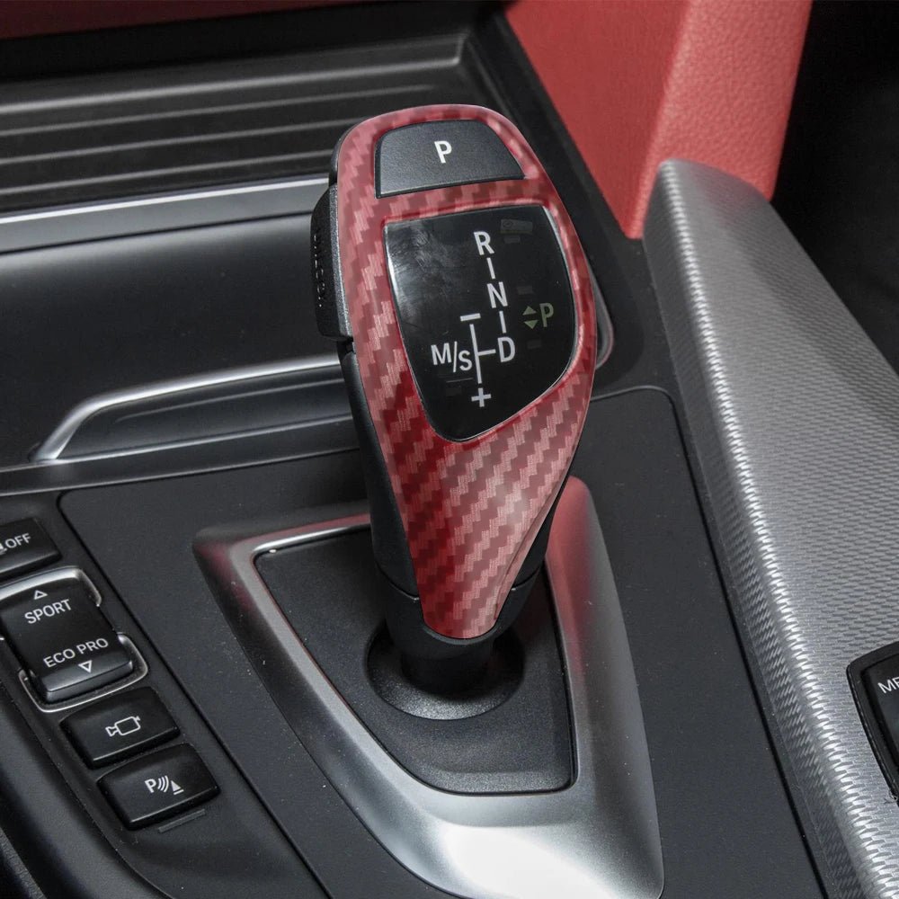 Red Carbon Fibre Style Gear Shift Knob Cover Trim for BMW F30 F20 F10 F15 F25 X5 X3 - Interior Styling | Carbon Kings