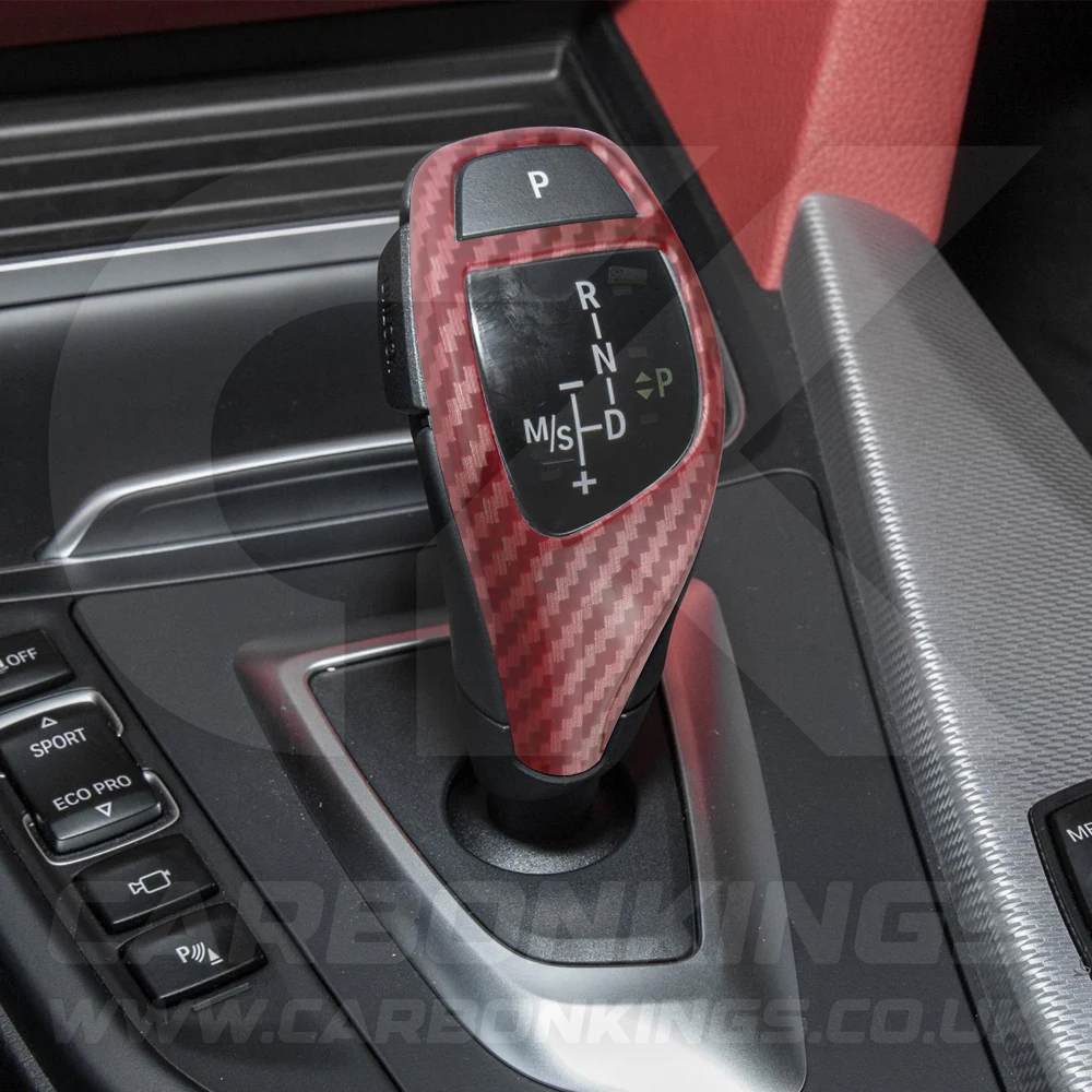 BMW Red Carbon Fibre Style Gear Shift Knob Cover Trim F30 F20 F10 F15 F25 X5 X3