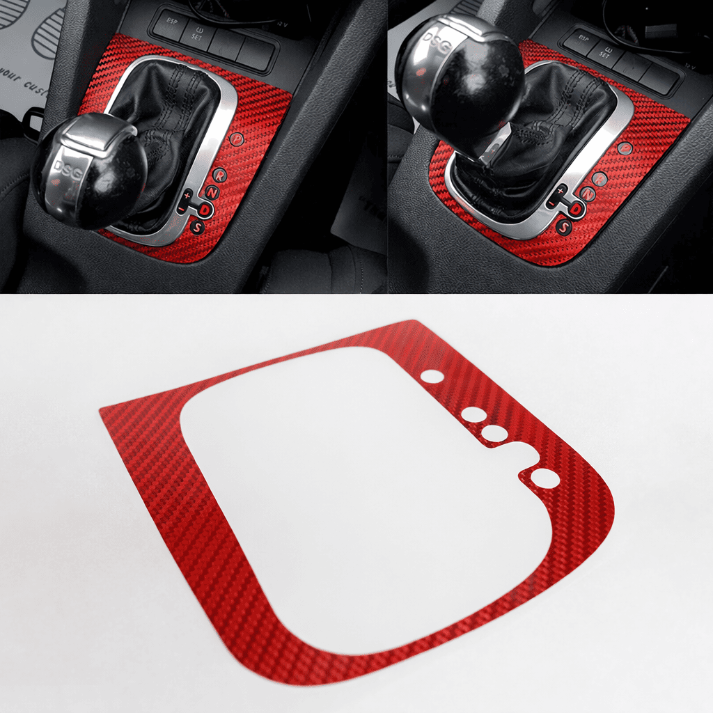 Red Carbon Fibre DSG Gear Knob Sticker for Volkswagen Golf R32 GTI GTD Scirocco MK5 MK6