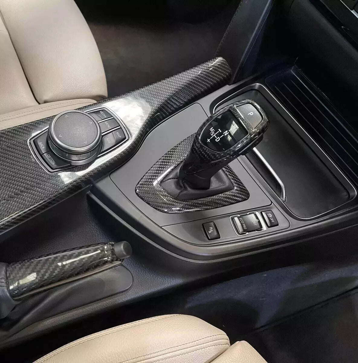 Carbon Fibre Gear Knob & Surround Trims BMW F20 M135i M140i M235i M240i - Interior Styling | Carbon Kings