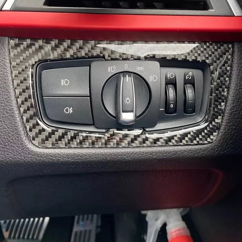 Carbon Fibre Headlight Switch Trim for BMW F30 F31 F32 F33 F34 F80 M3 M4 M5 M2 - Interior Styling | Carbon Kings
