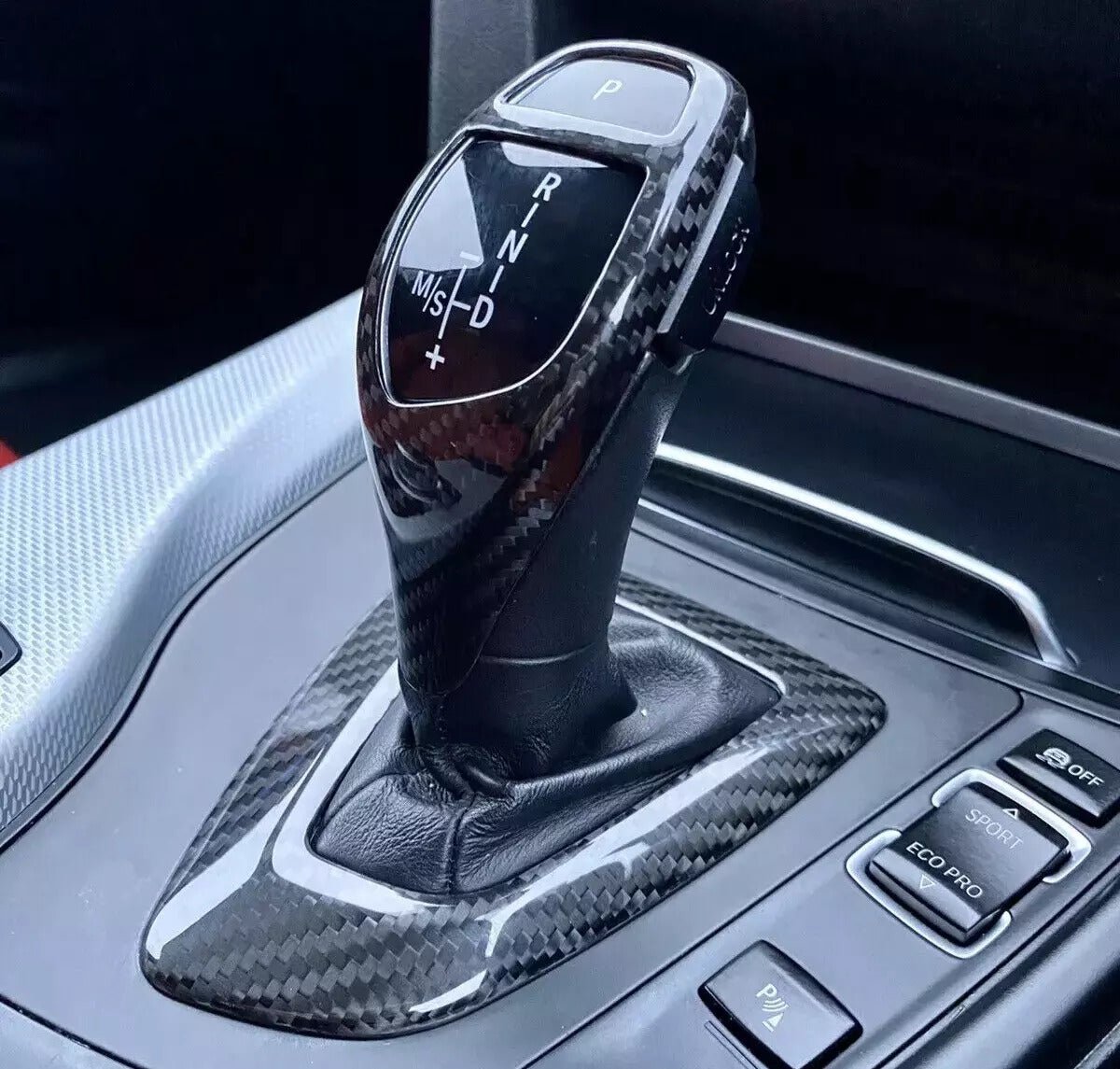 Carbon Fibre Gear Knob Surround BMW F20 F30 F34 M135i M140i M235i M240i - Interior Styling | Carbon Kings